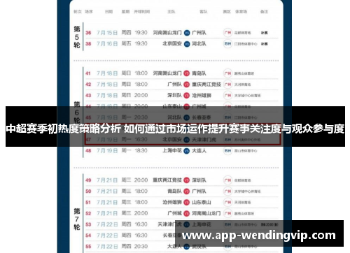 中超赛季初热度策略分析 如何通过市场运作提升赛事关注度与观众参与度