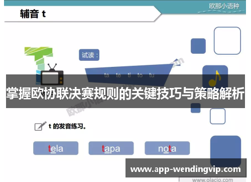 掌握欧协联决赛规则的关键技巧与策略解析 掌握欧协联决赛规则的关键技巧与策略解析